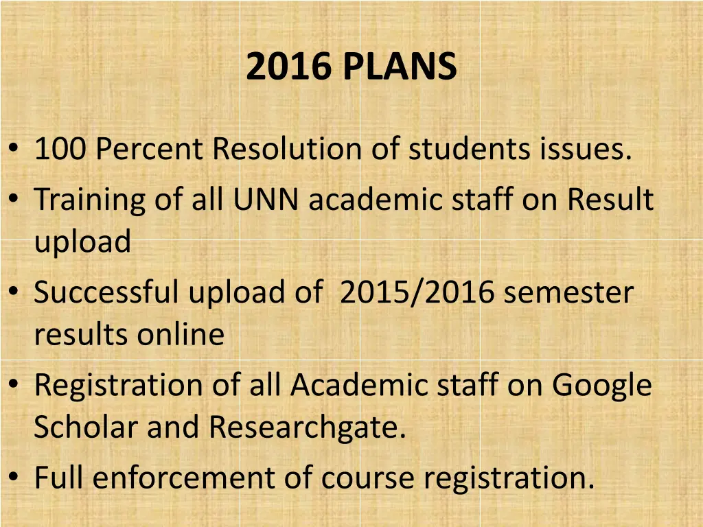 2016 plans