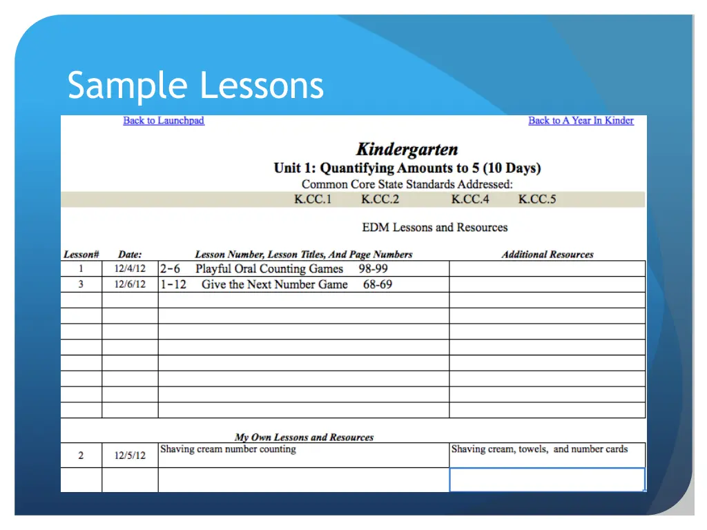 sample lessons