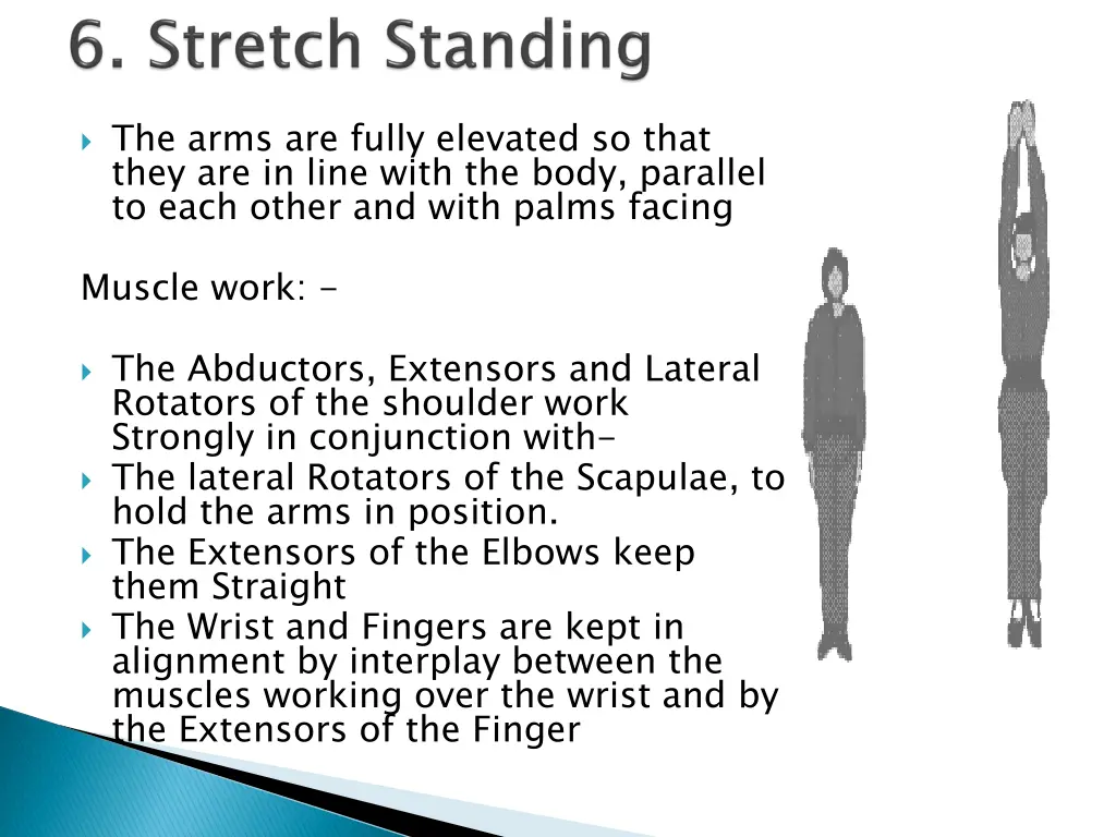 the arms are fully elevated so that they