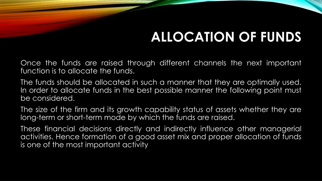 allocation of funds
