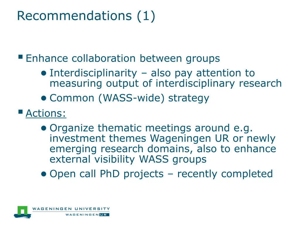 recommendations 1