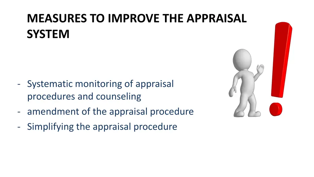 measures to improve the appraisal system