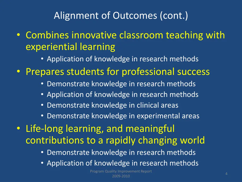 alignment of outcomes cont