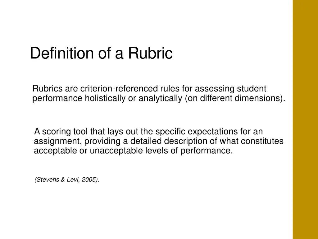 definition of a rubric