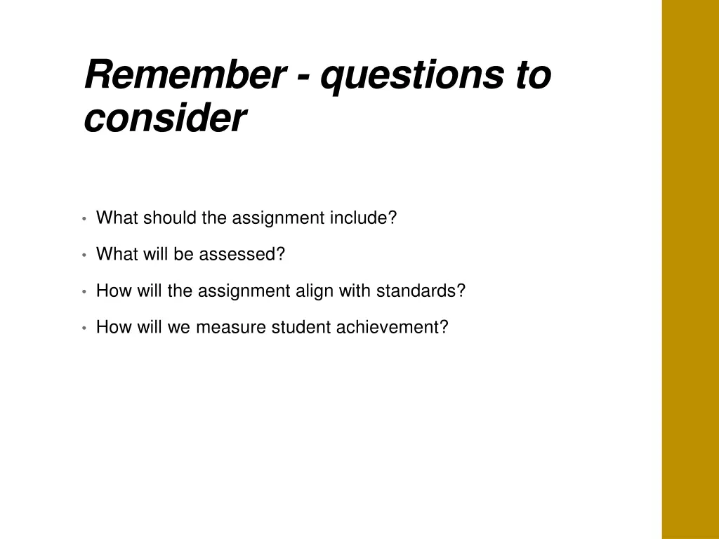 remember questions to consider
