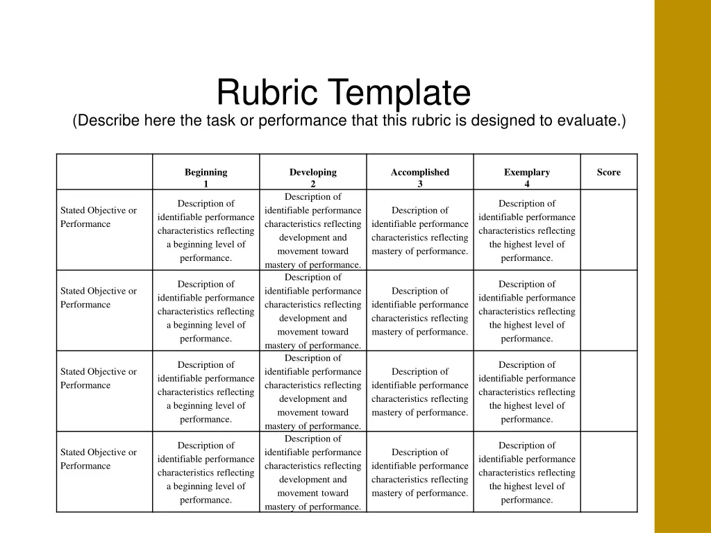 rubric template