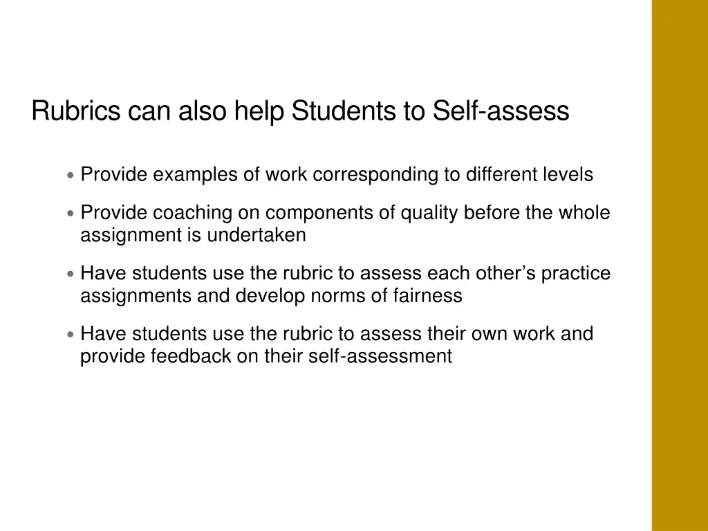 rubrics can also help students to self assess