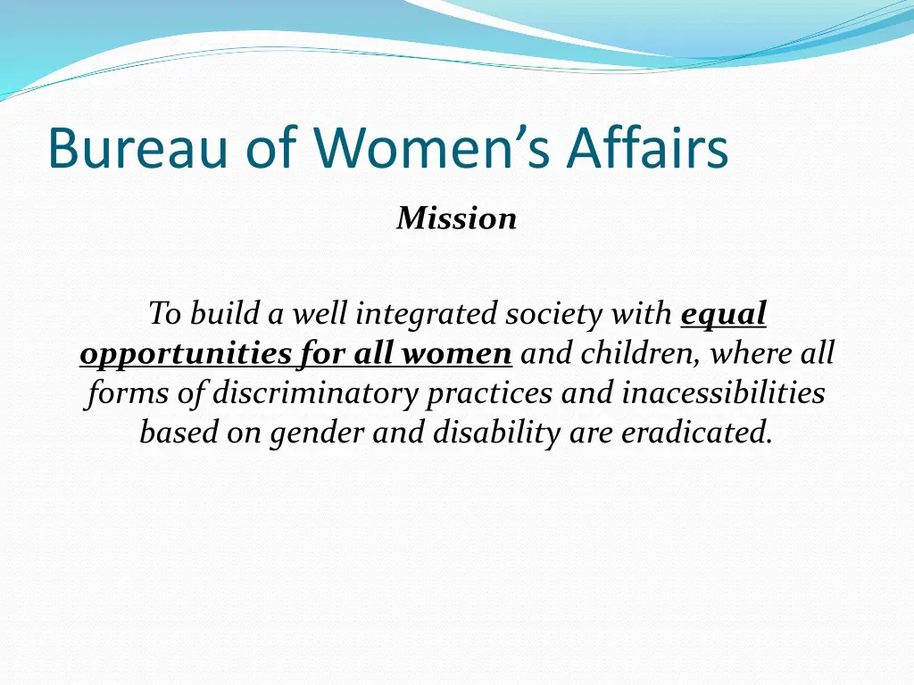 bureau of women s affairs