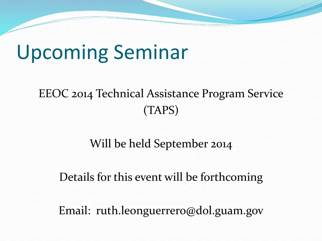 upcoming seminar