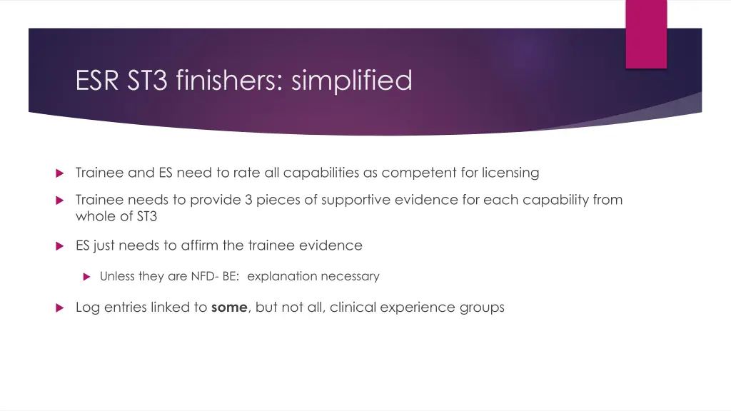 esr st3 finishers simplified