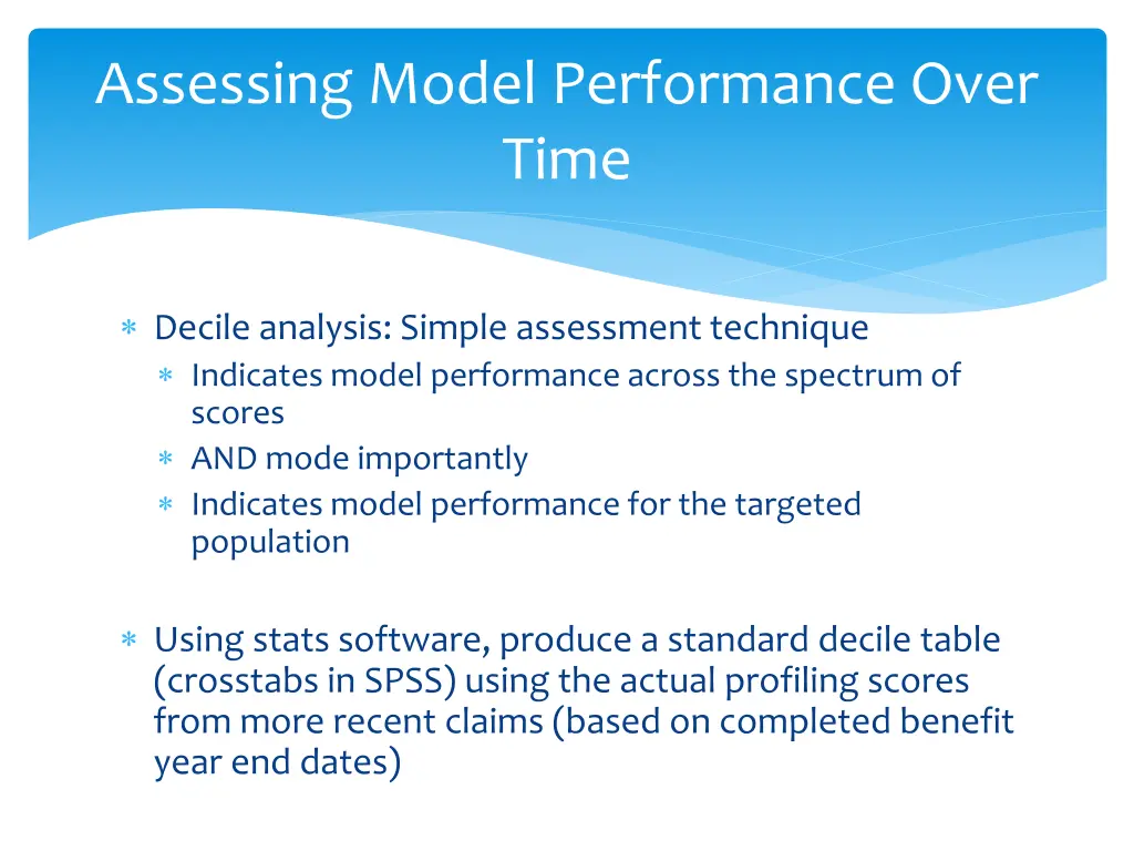 assessing model performance over time