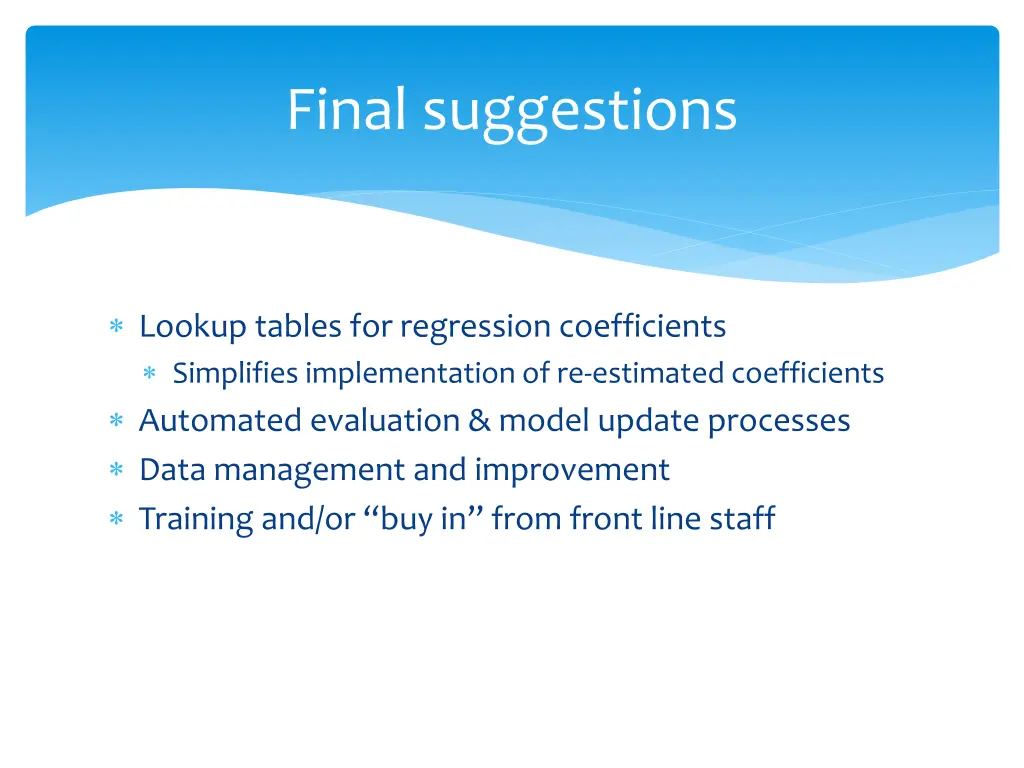 final suggestions