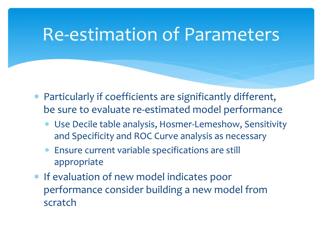re estimation of parameters