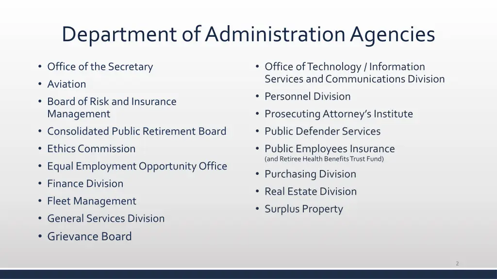 department of administration agencies