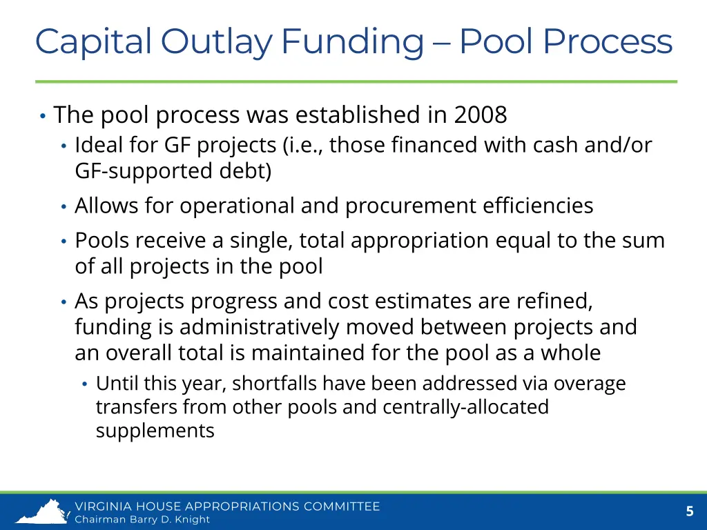capital outlay funding pool process
