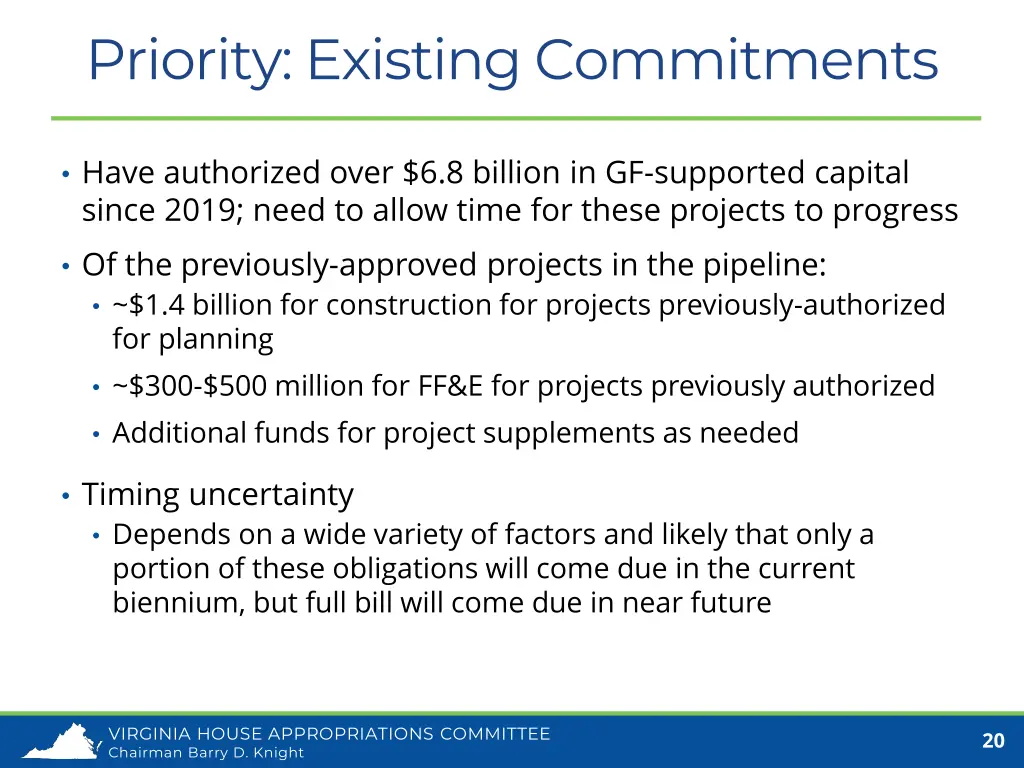 priority existing commitments