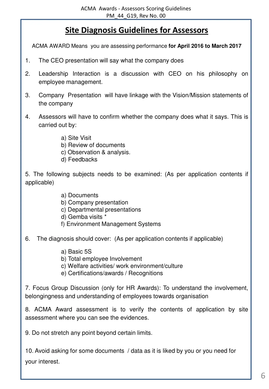 acma awards assessors scoring guidelines 5