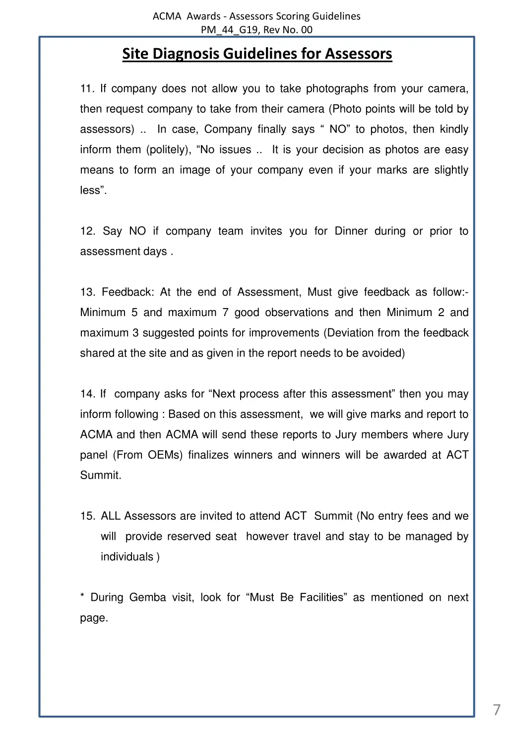 acma awards assessors scoring guidelines 6