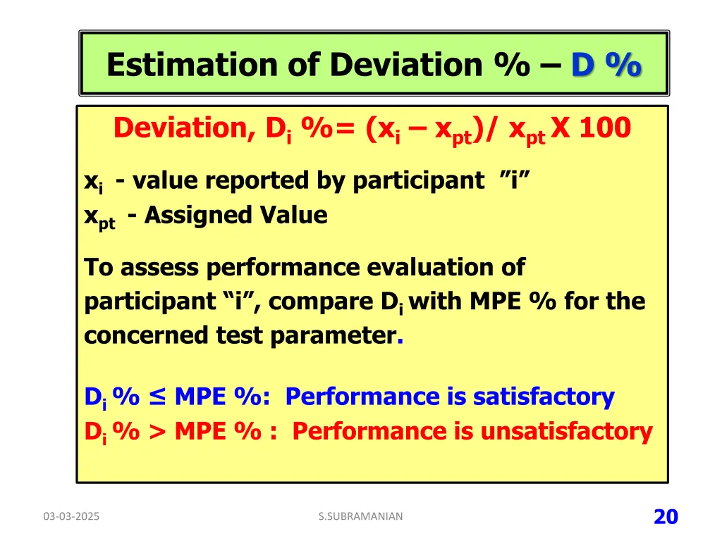estimation of deviation d 1