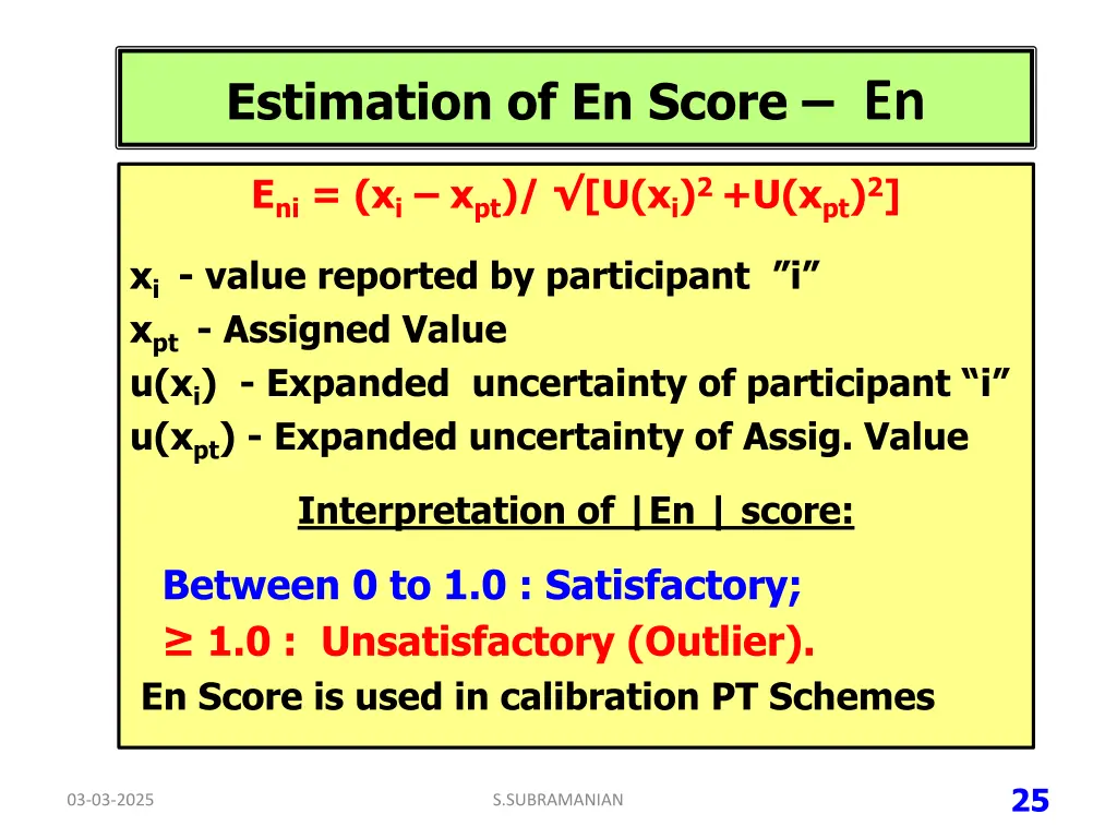estimation of en score en