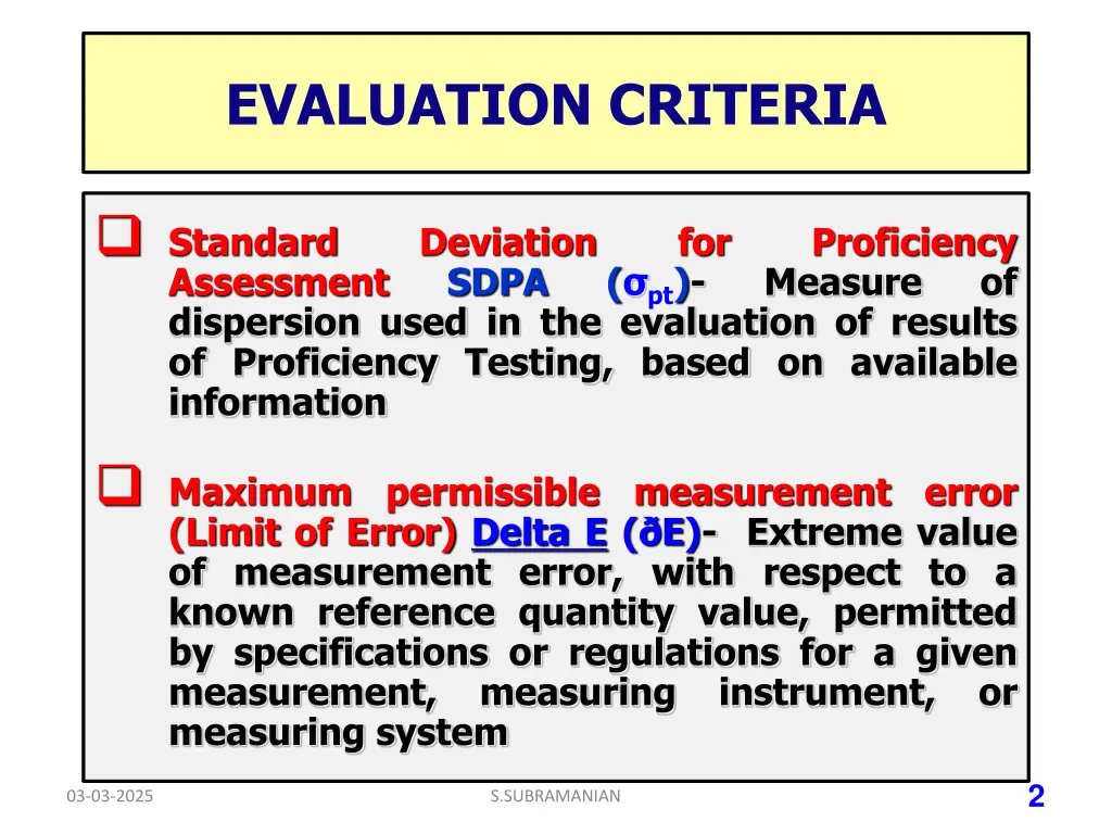 evaluation criteria