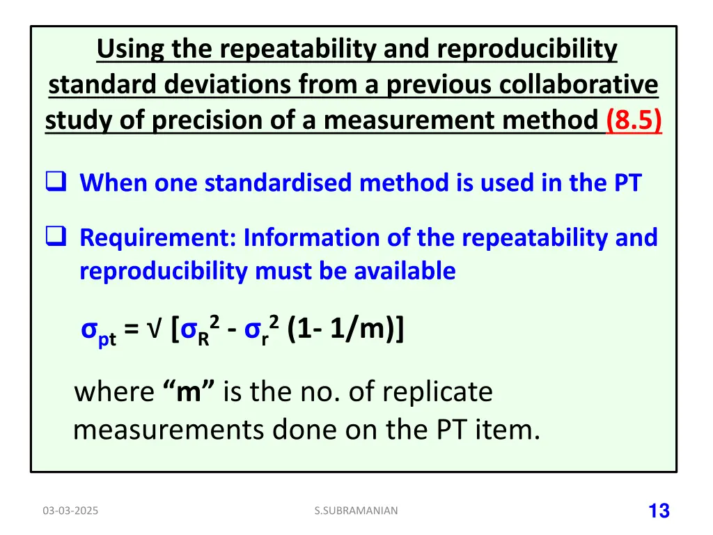using the repeatability and reproducibility