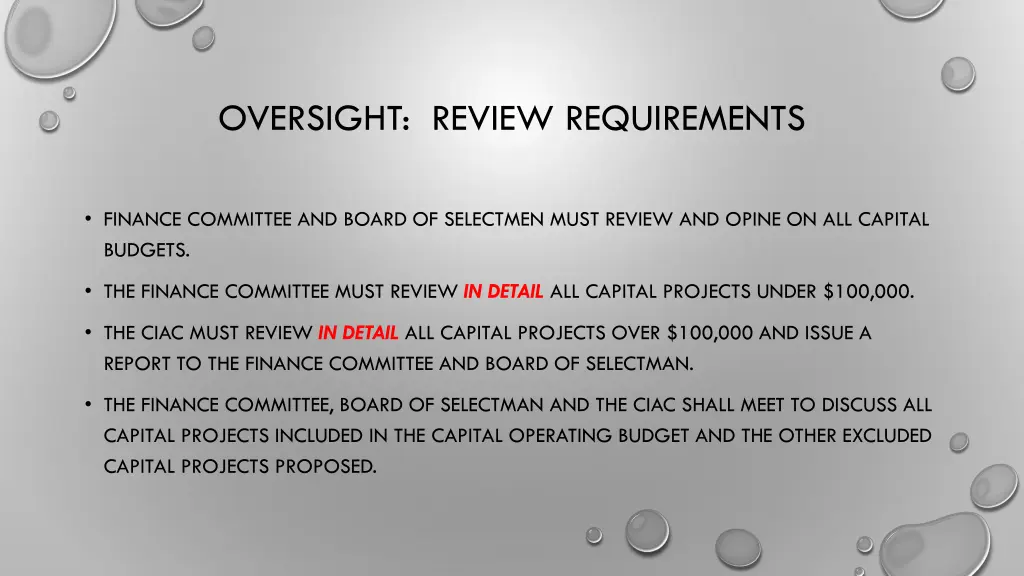 oversight review requirements