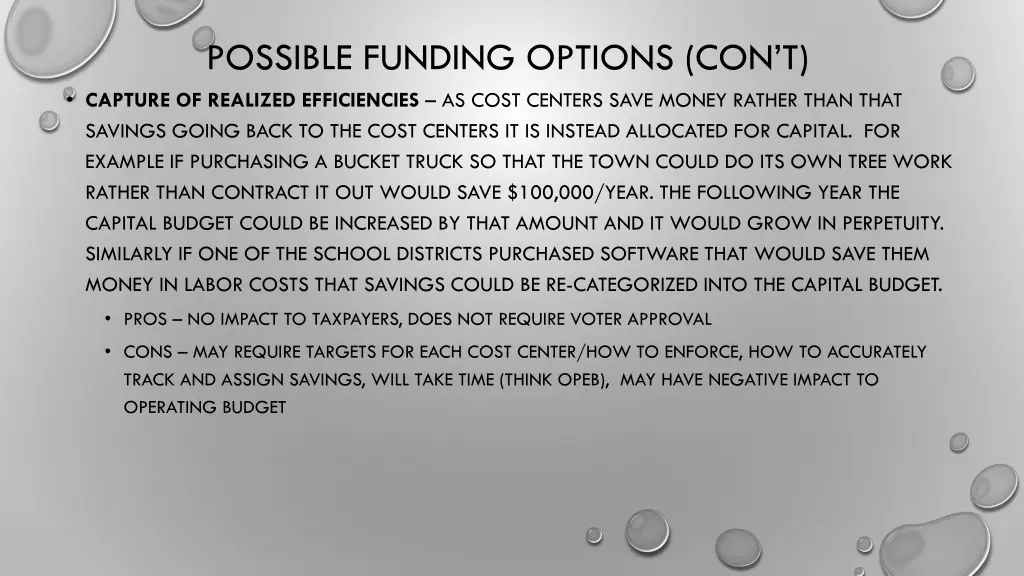 possible funding options con t capture