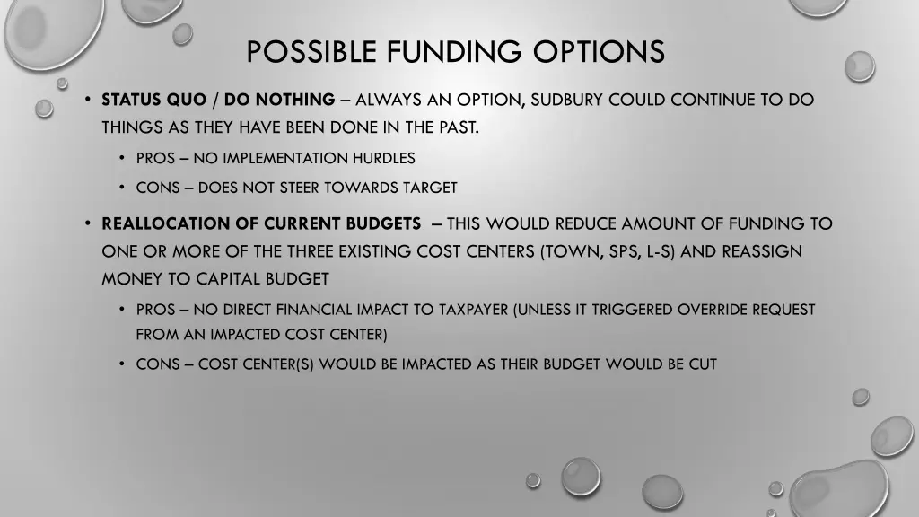 possible funding options