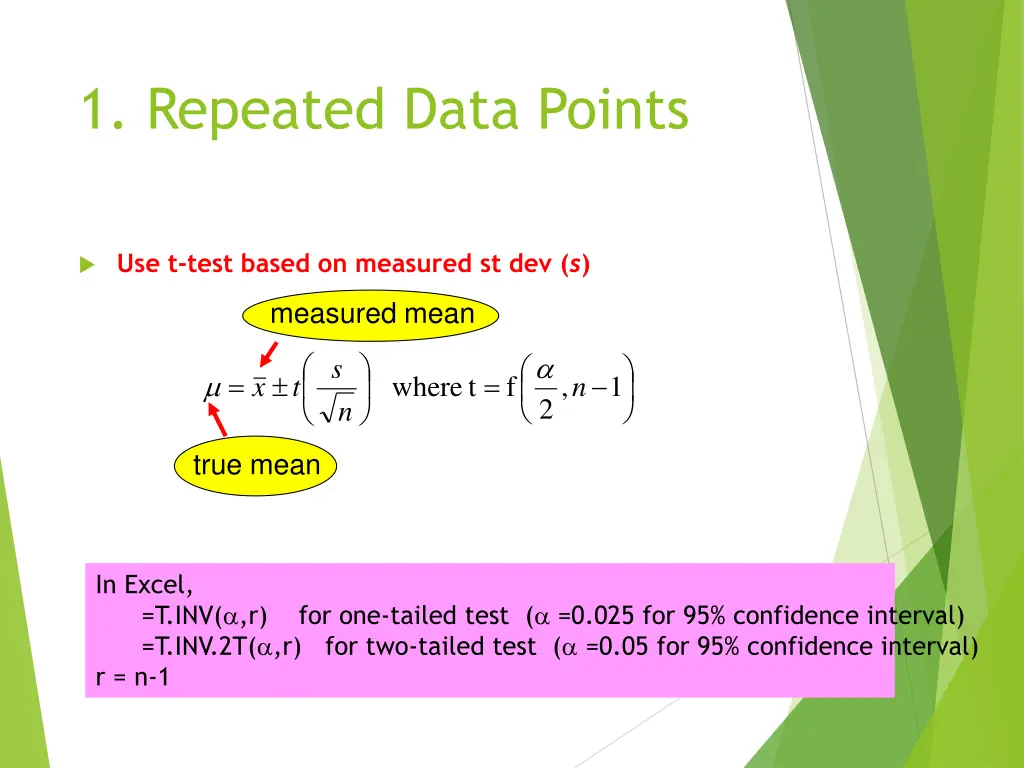1 repeated data points