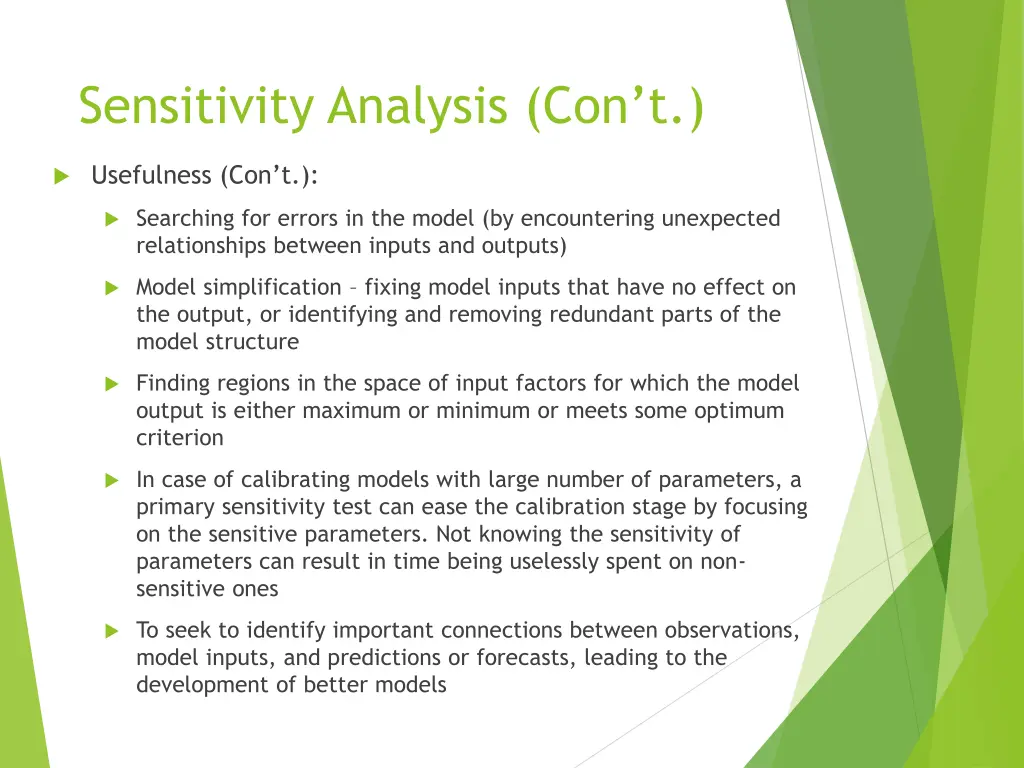 sensitivity analysis con t