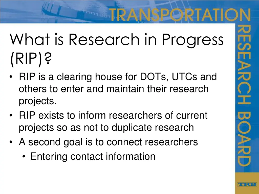 what is research in progress