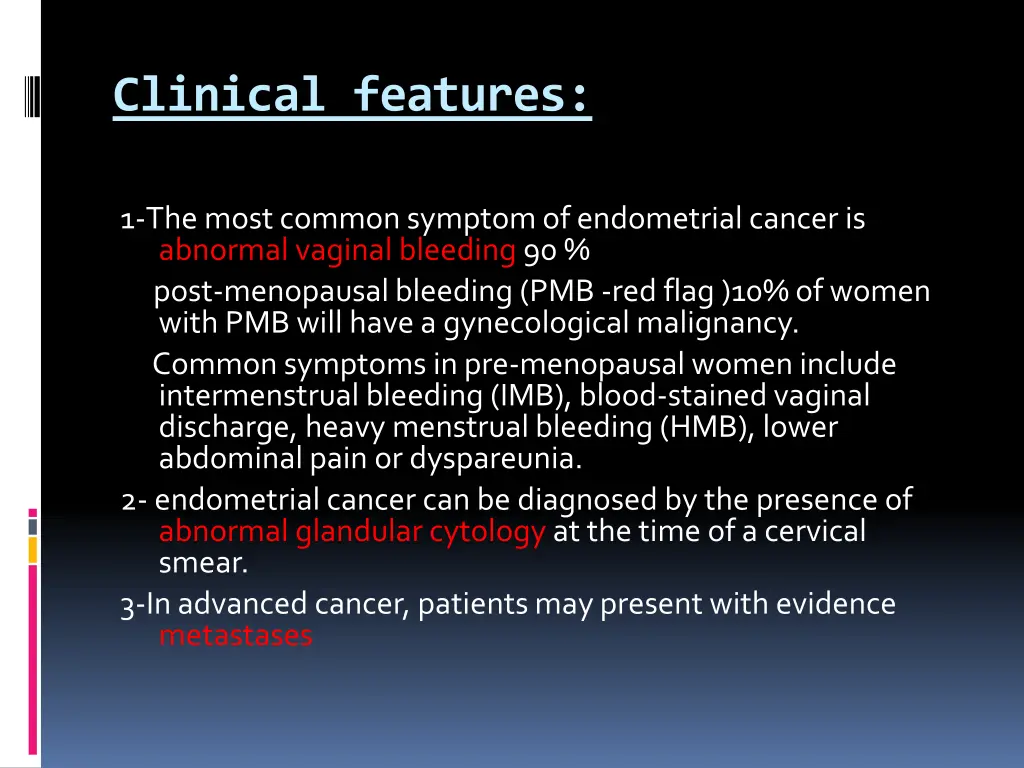 clinical features