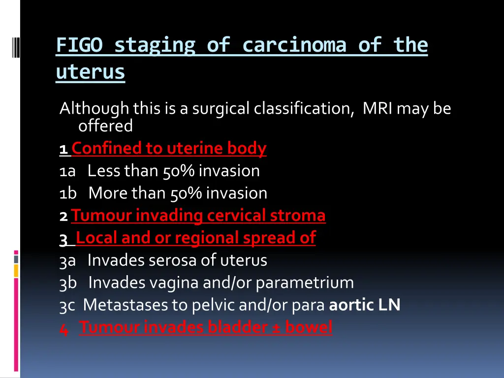 figo staging of carcinoma of the uterus