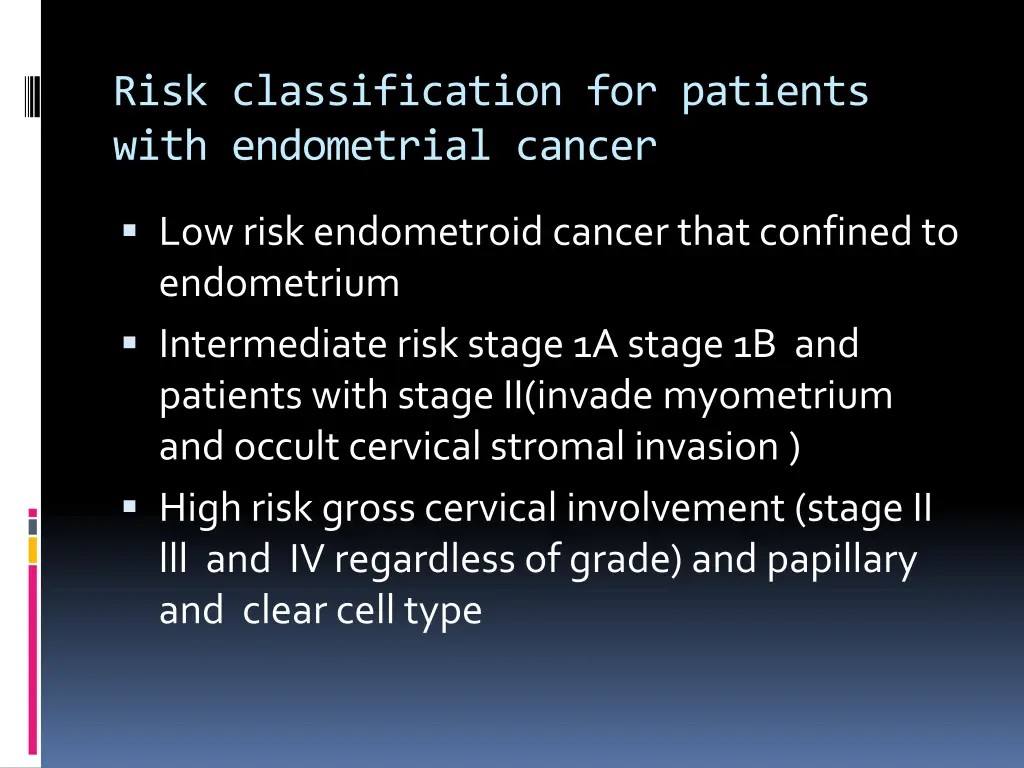 risk classification for patients with endometrial