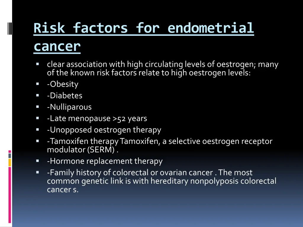 risk factors for endometrial cancer