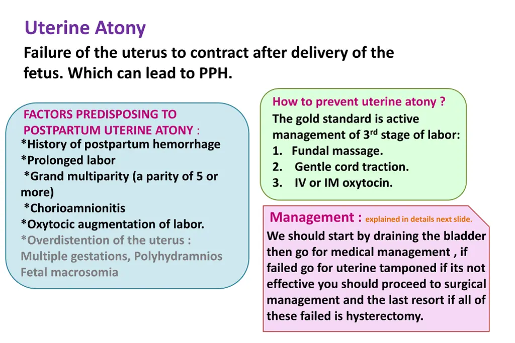 uterine atony failure of the uterus to contract