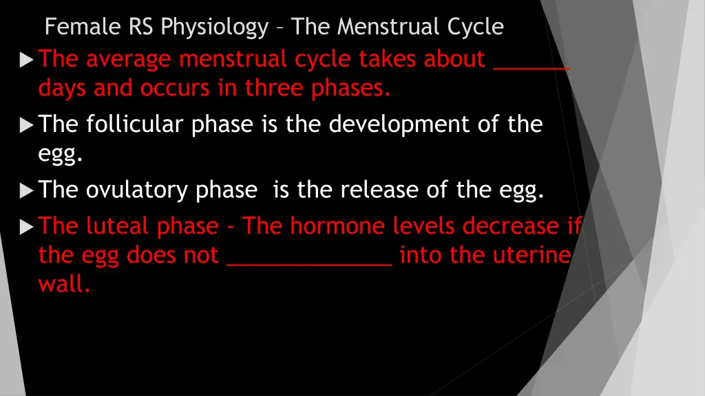 female rs physiology the menstrual cycle