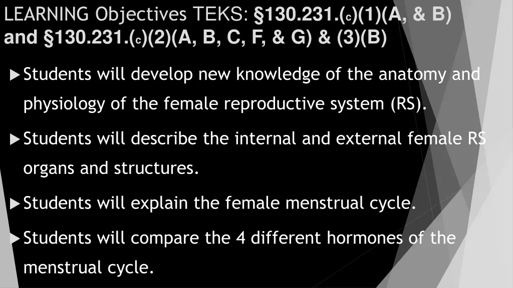 learning objectives teks