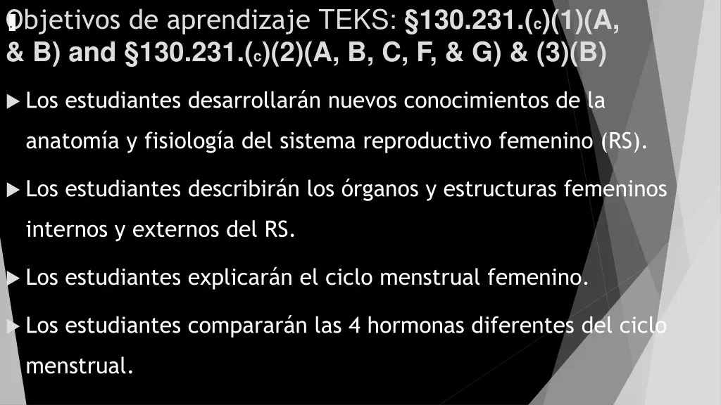 objetivos de aprendizaje teks