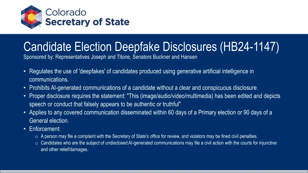 candidate election deepfake disclosures hb24 1147
