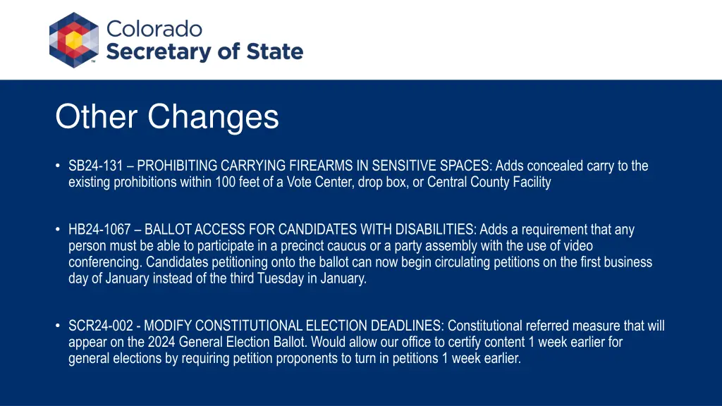 other changes
