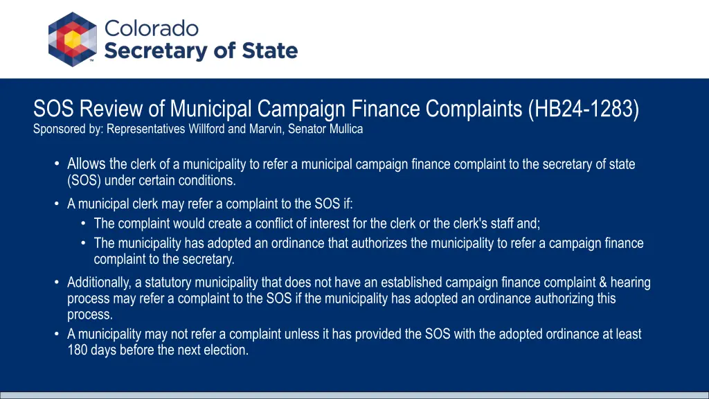 sos review of municipal campaign finance