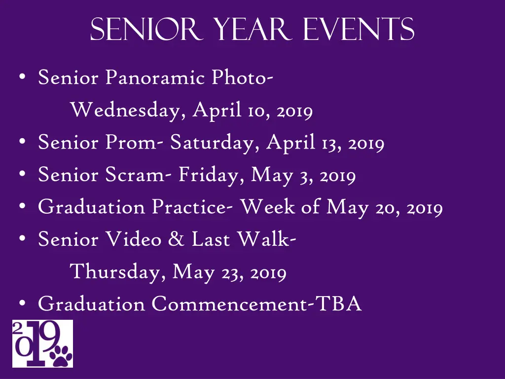 senior year events