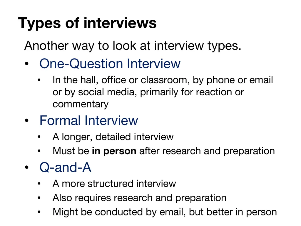 types of interviews another way to look