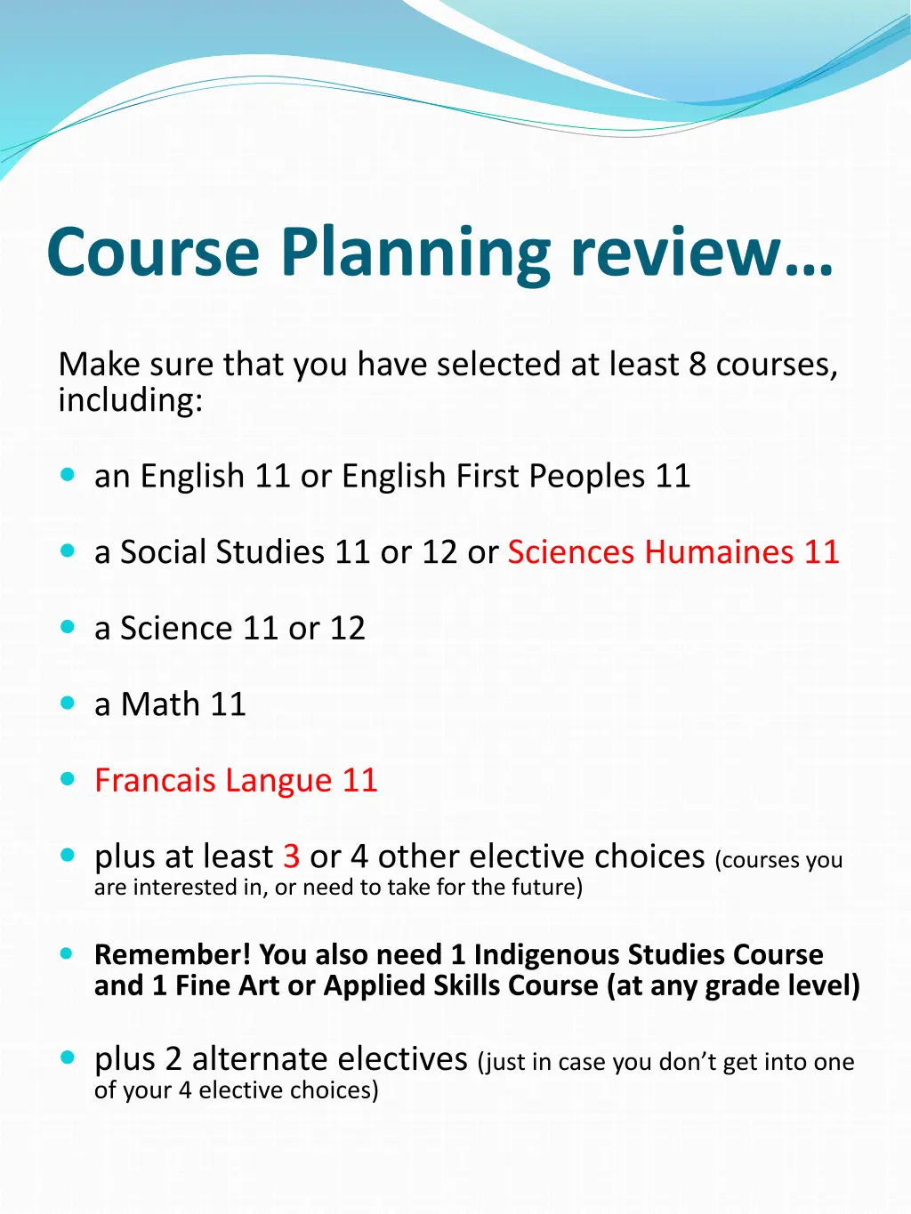 course planning review