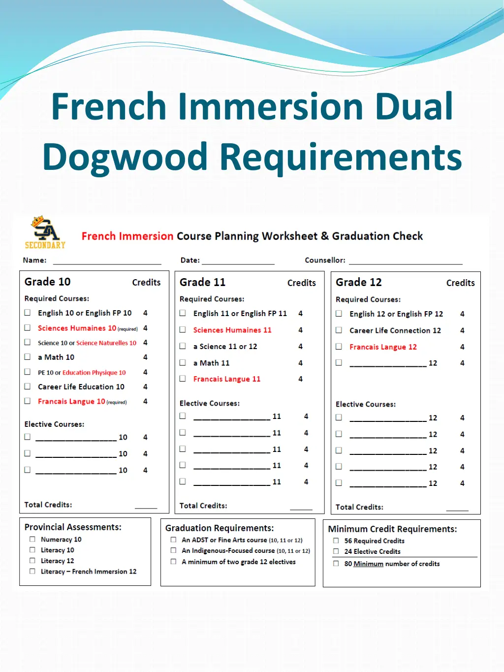 french immersion dual dogwood requirements