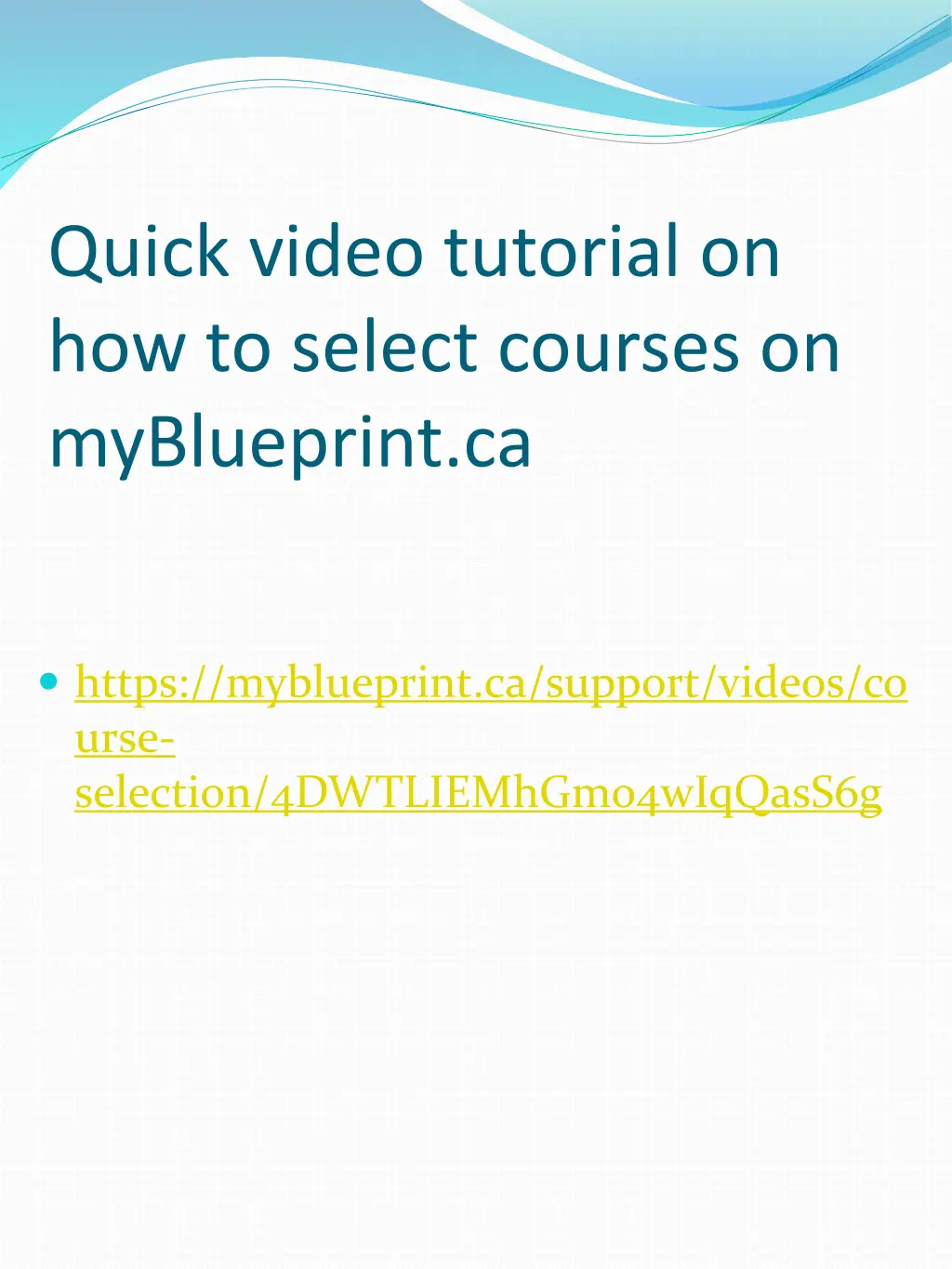 quick video tutorial on how to select courses