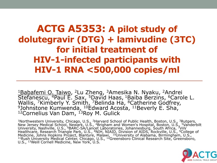 actg a5353 a pilot study of dolutegravir