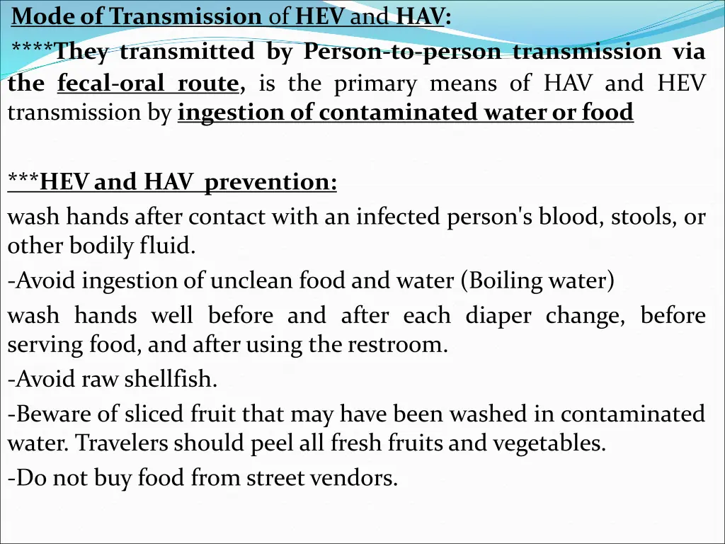 mode of transmission of hev and hav they